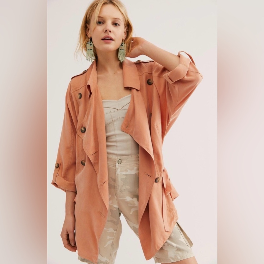 Free People Lea Trench Jacket in Orange